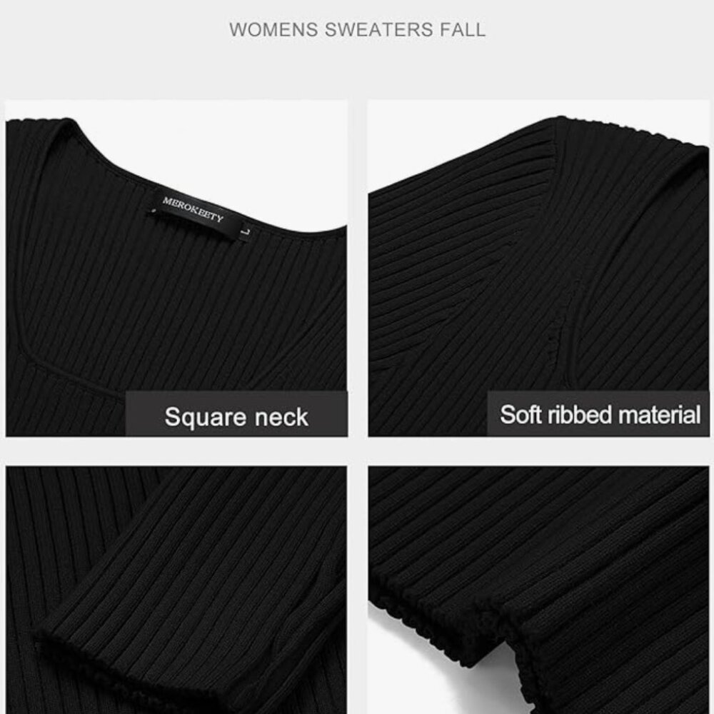 Merokeety Black Ribbed Top - Picture 4 of 4